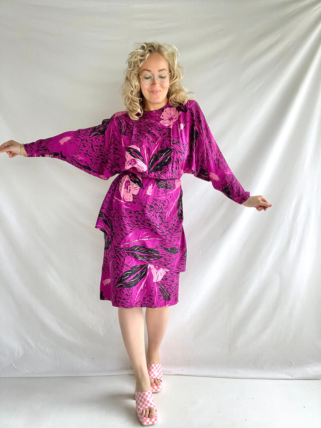 Gorgeous Pink silk 80s dress