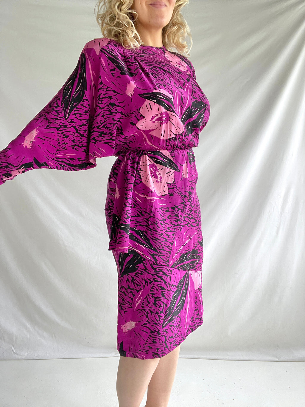 Gorgeous Pink silk 80s dress