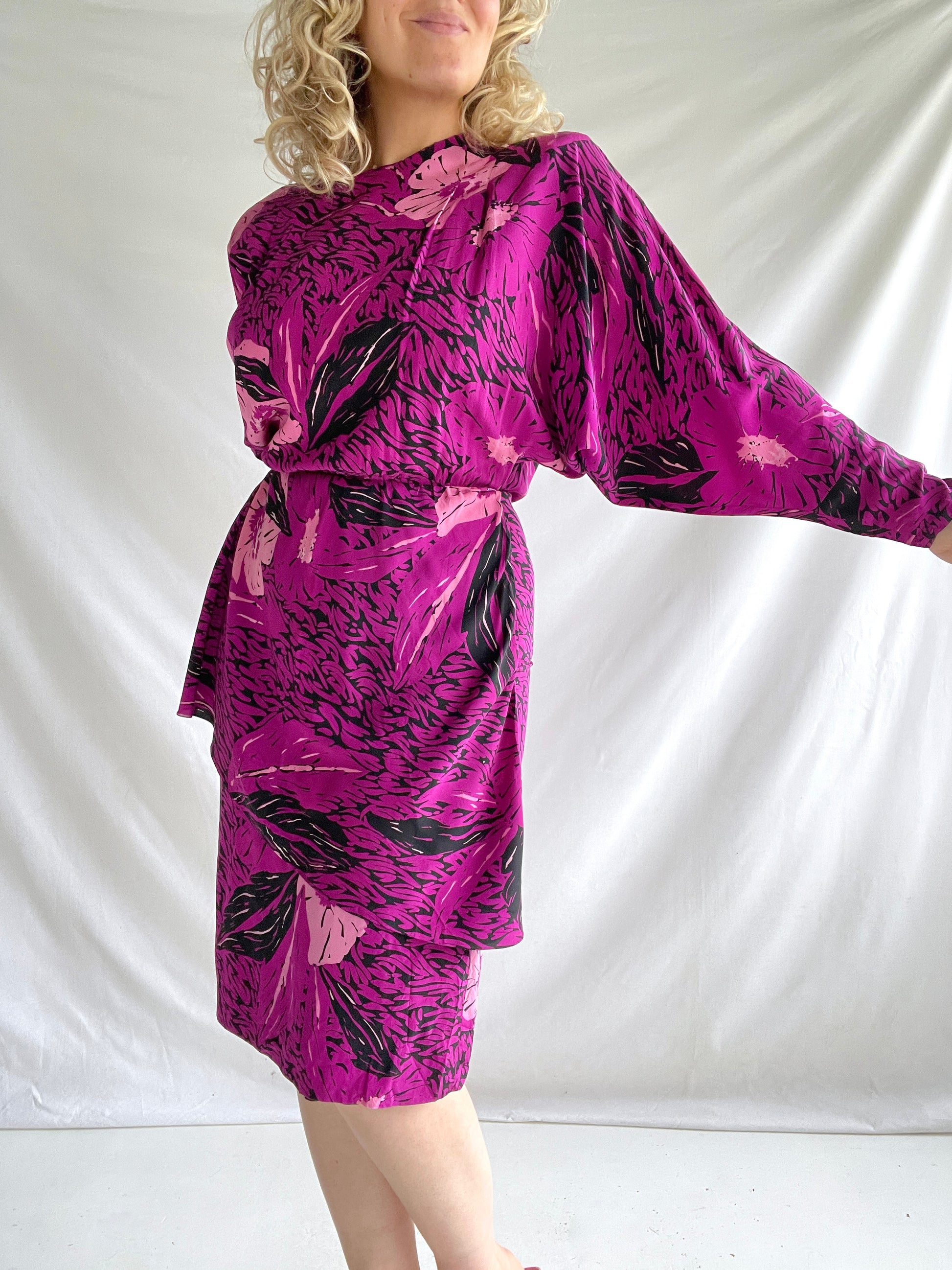 Gorgeous Pink silk 80s dress