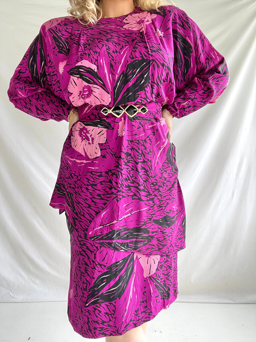 Gorgeous Pink silk 80s dress