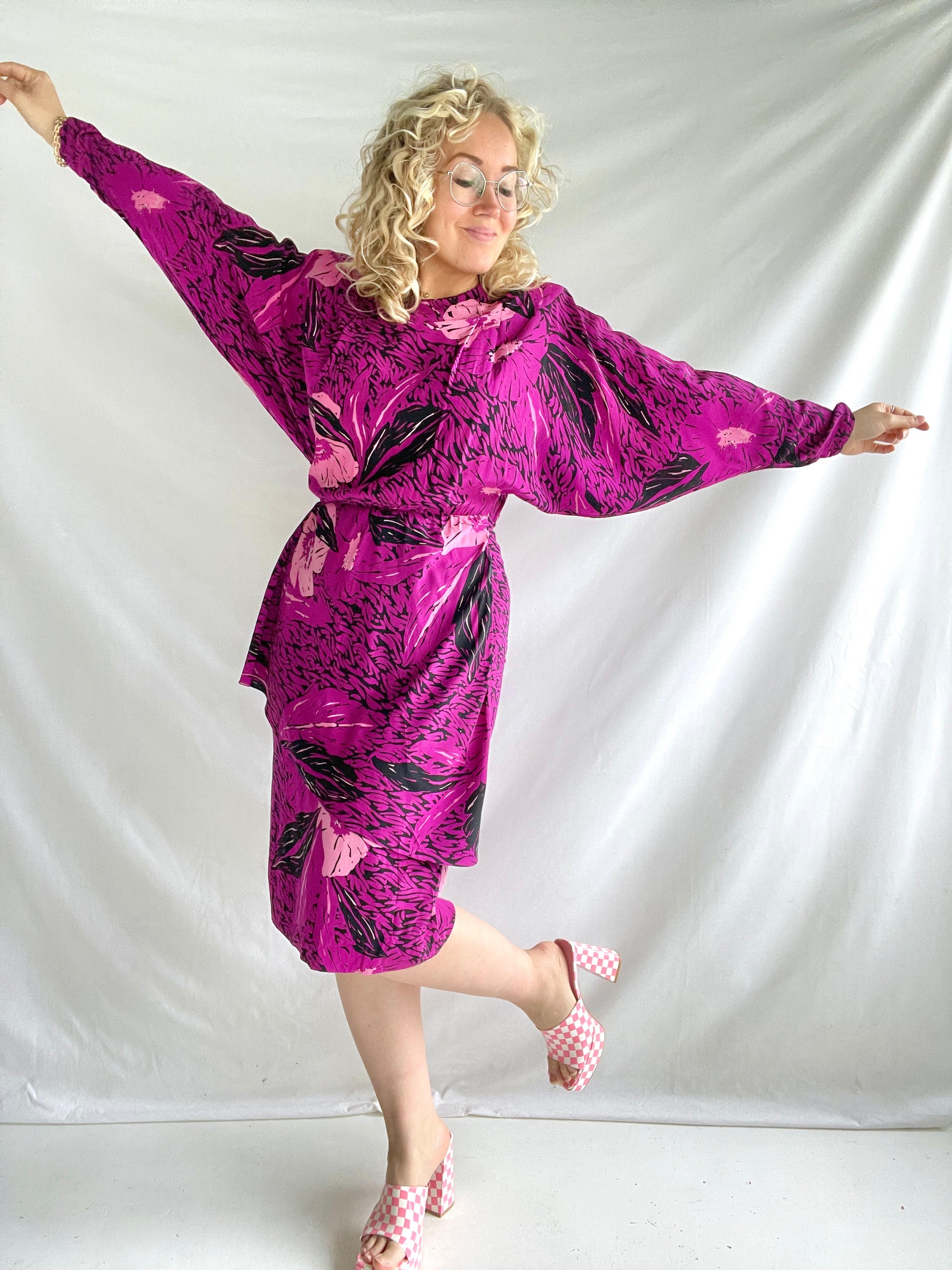 Gorgeous Pink silk 80s dress