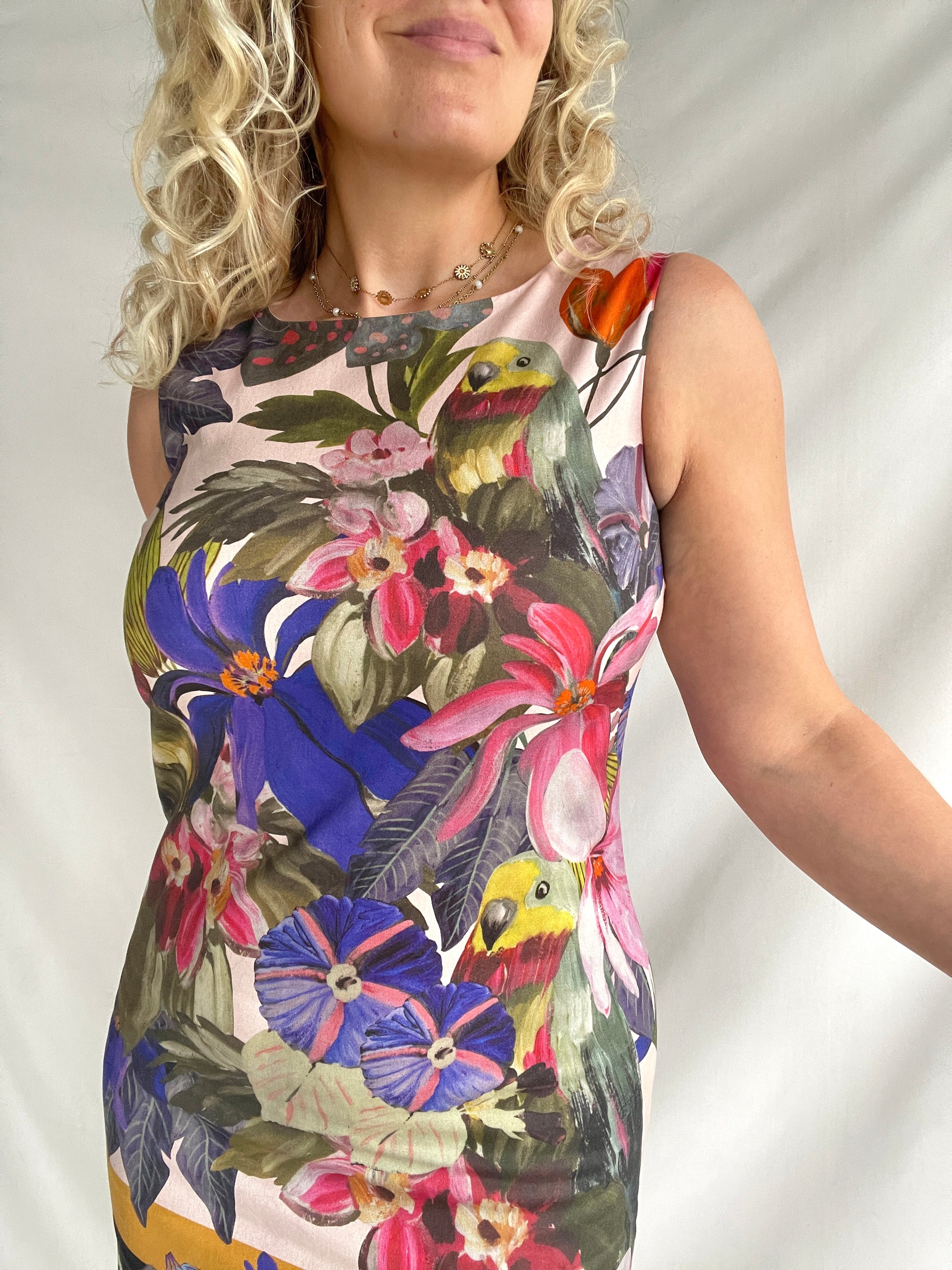 Tropical cocktail 90s dress by Pierre Cardin